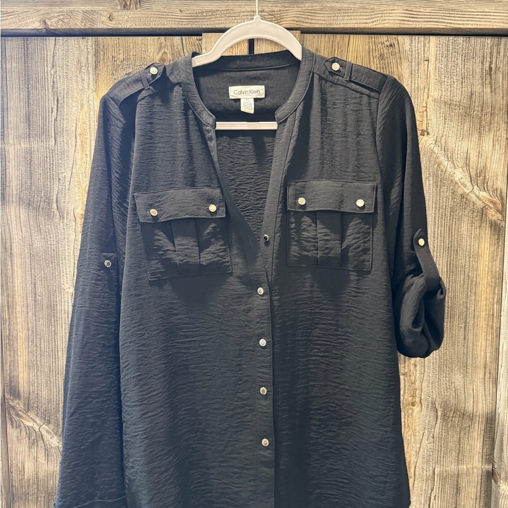 Calvin Klein Textured Black Button Down Shirt